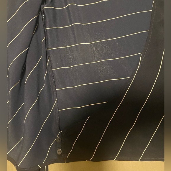 NWOT navy pinstripe silk blouse - Picture 8 of 11
